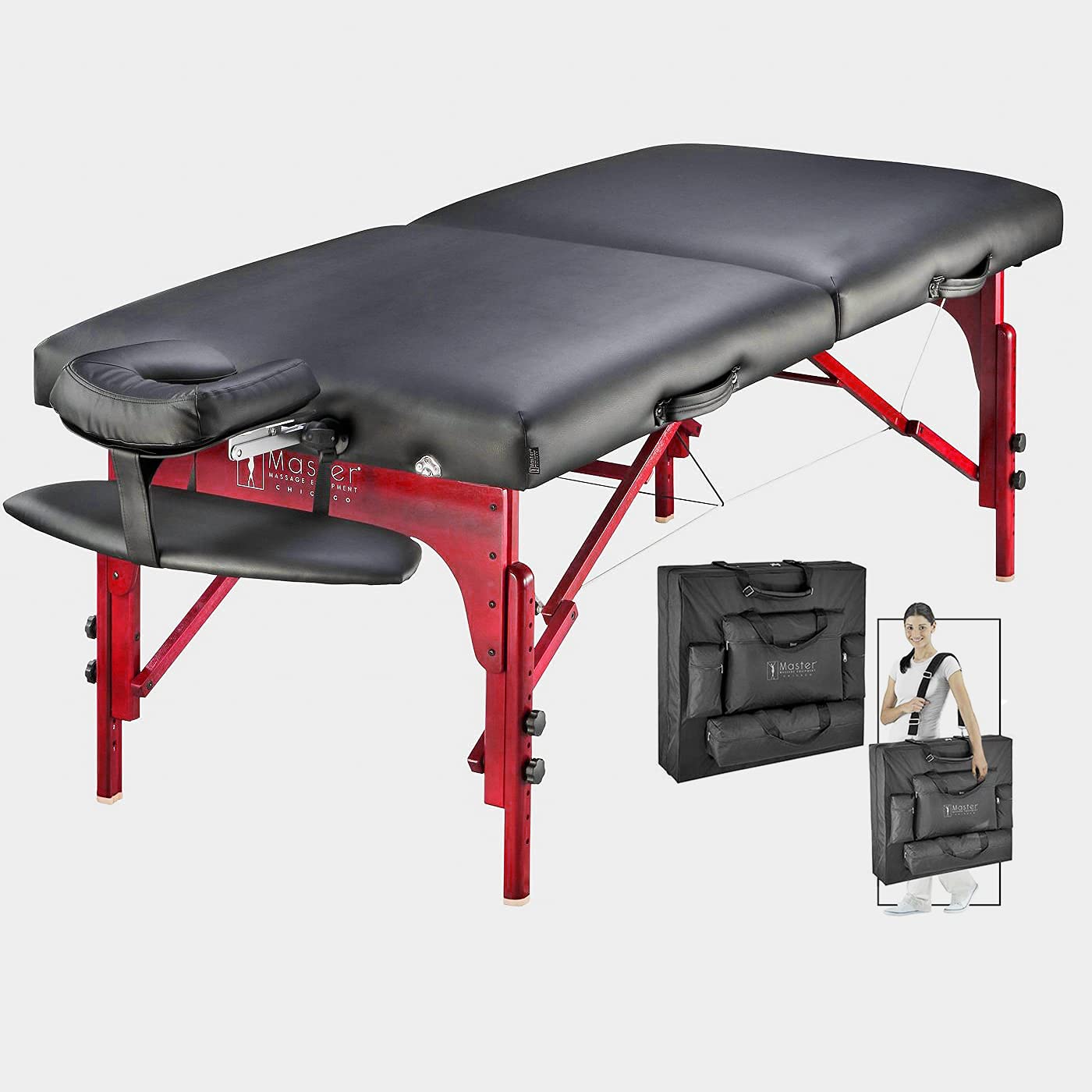 Master Massage Montclair Massage Table Portable Professional, Folding Extra Wide Massage Therapy Spa Bed with PU Leather for Massage Therapist, Facialist, Carrying Case, Face Cradle - 31 Inch-Black : Beauty & Personal Care