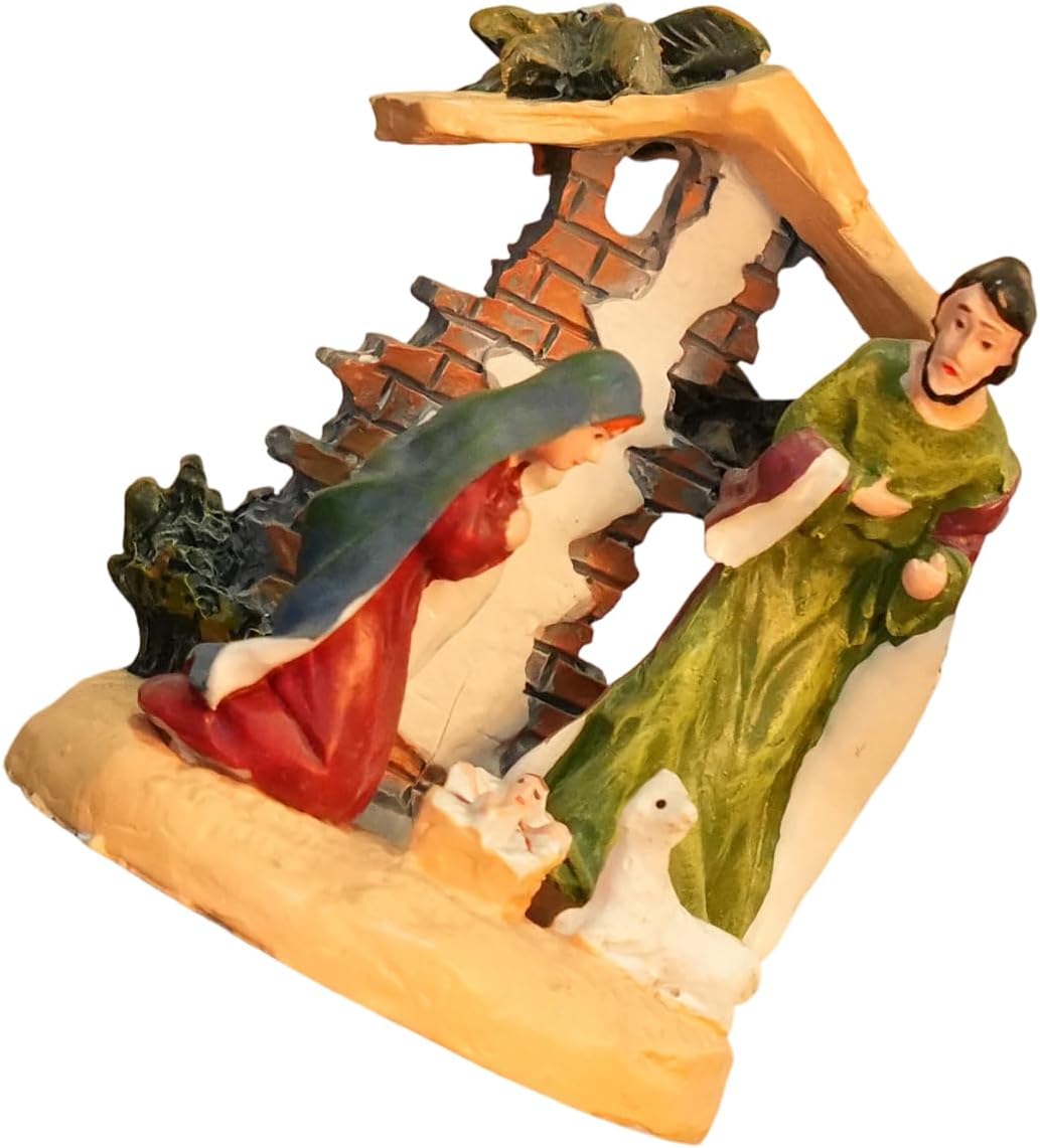 Jesuses Holy Family Statue Miniature Christmas Nativity Scene Sculpture for Xmases Indoor Home Table Holiday Decoration Figurines Scene Sculptures