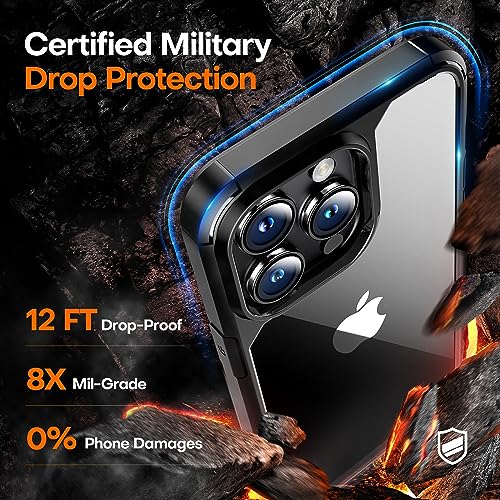 Image of TAURI for iPhone 15 Pro Max Case, with Screen Protector, Black | Anti-Yellowing Military-Grade Protection Shockproof Slim Phone Case for iPhone 15 Pro Max