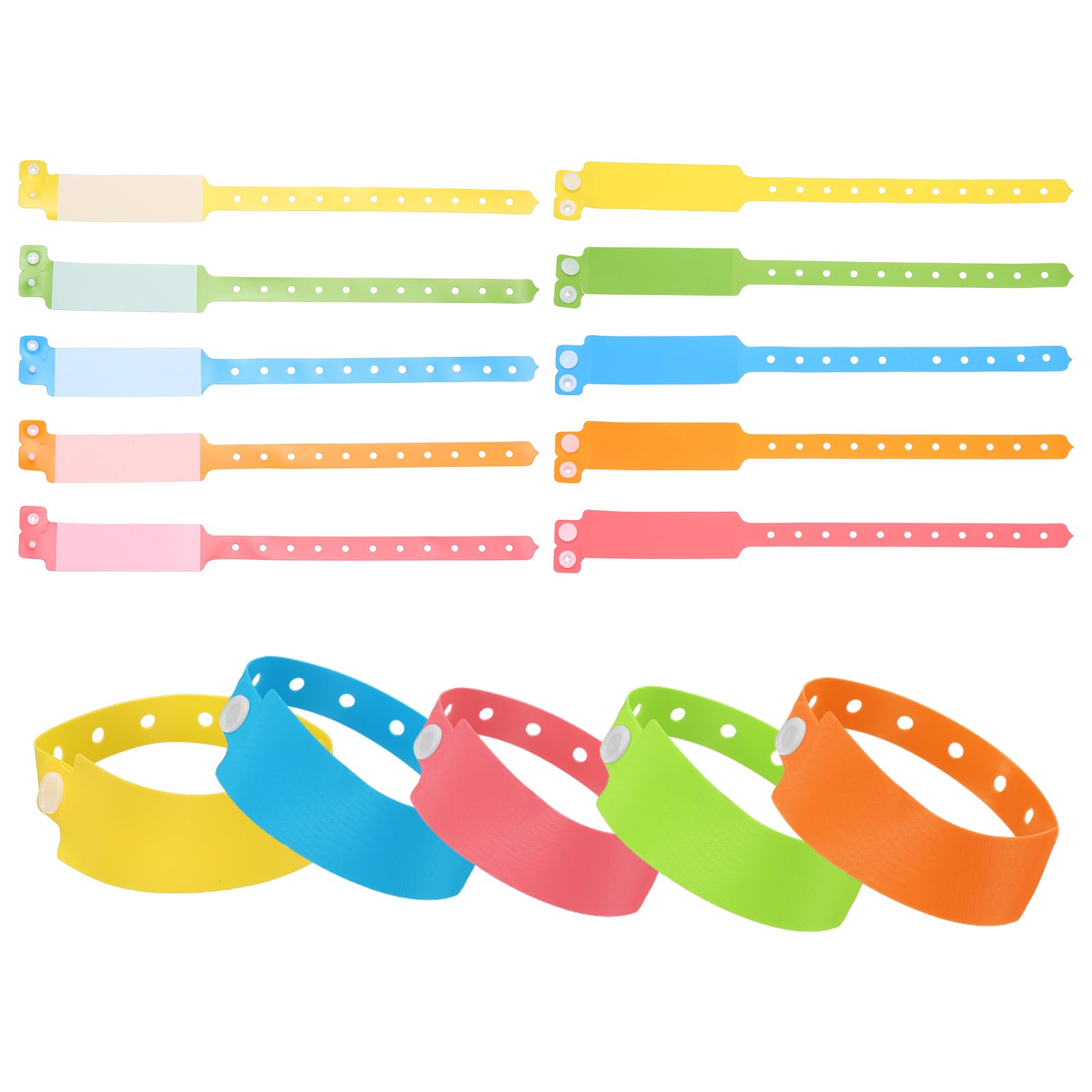 PATIKIL 50 Pcs ID Wristbands, Adjustable Identification Wristband Secure Identification Bands Bracelet for Events Parks Field Trips Airport Travel, 5 Colors