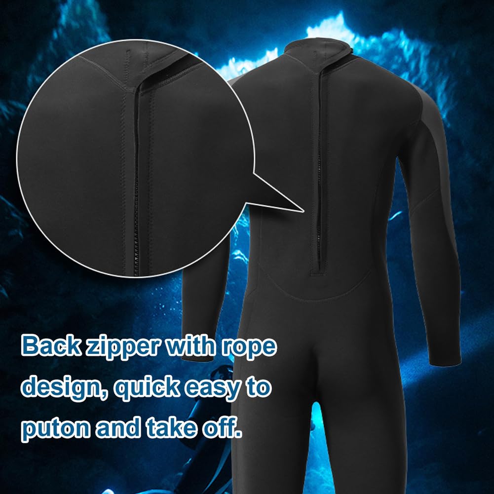TOVCHEI 3MM Wetsuit Men's Long-Sleeved One-Piece Diving Suits Women Warm Cold-Proof Anti Jellyfish for Surfing Scuba Sailing,Black,4XL