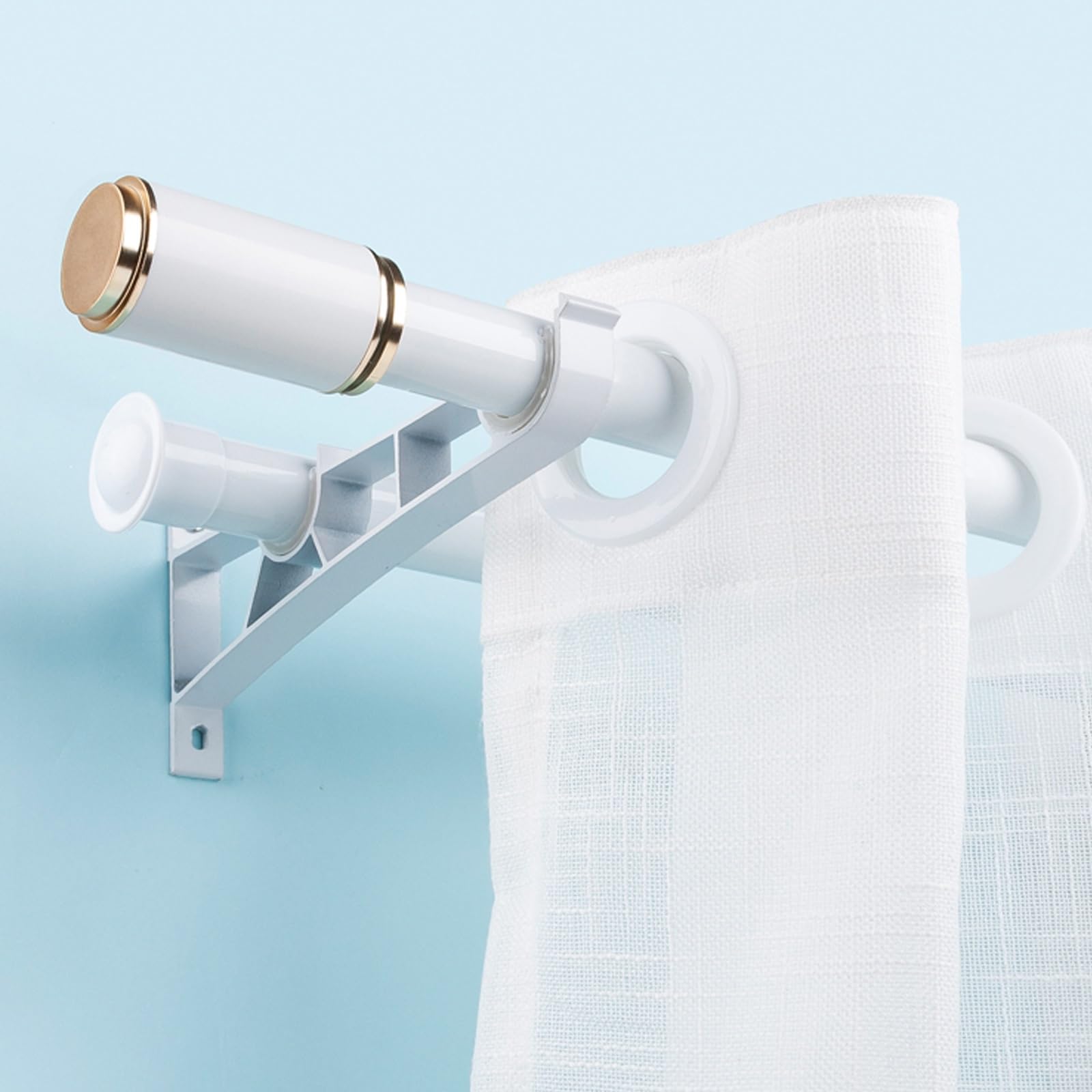 MZQMK Curtain Rods, Heavy Duty Curtain Rods, Double Curtain Rods With Aluminum End Cap And Full Surround Brackets, For Curtain Rail(A,4.4m(14.4ft))