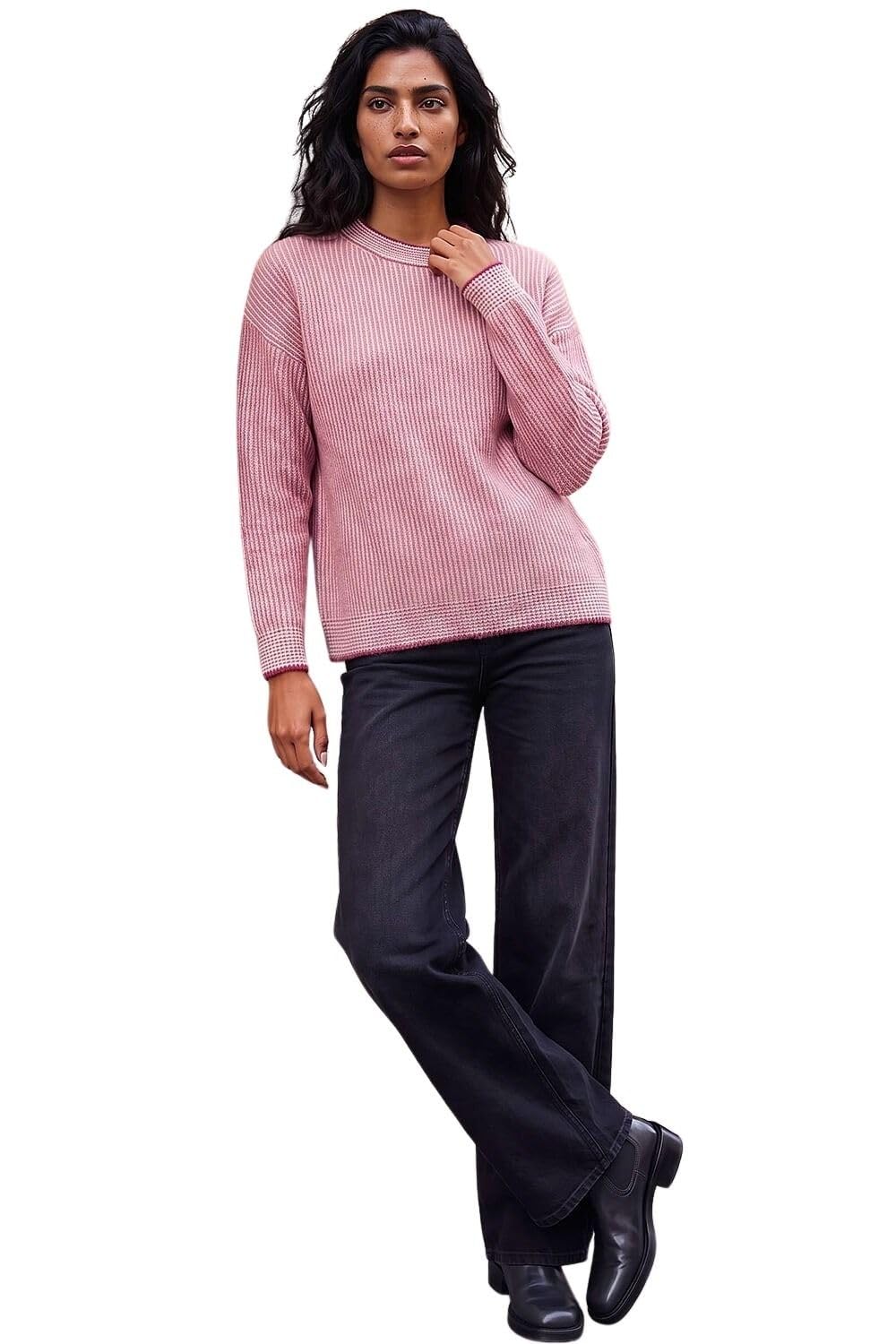 Roman Originals Women's Rose Stitch Detail Soft Knit Jumper For Uk - Everyday Autumn Winter Round Neckline Comfy Soft Evening Vacation Work Party Night Out - Size 10