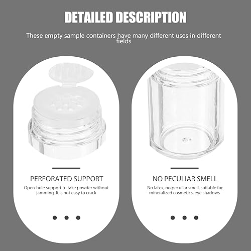 Miniatura 9 de Beaupretty 6 tarros de polvo sueltos de plástico transparente de 0.3 fl oz, carcasas vacías de polvo para la cara, botella de plástico vacía, tamiz