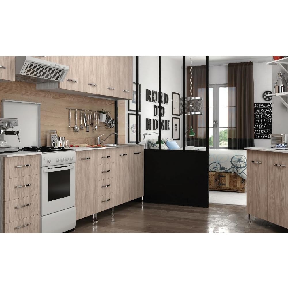 REDÒKASA Pensile colapiatti per cucina componibile da 80 cm con due ante, realizzata in legno 100% MADE IN ITALY (Bianco con ante Olmo)
