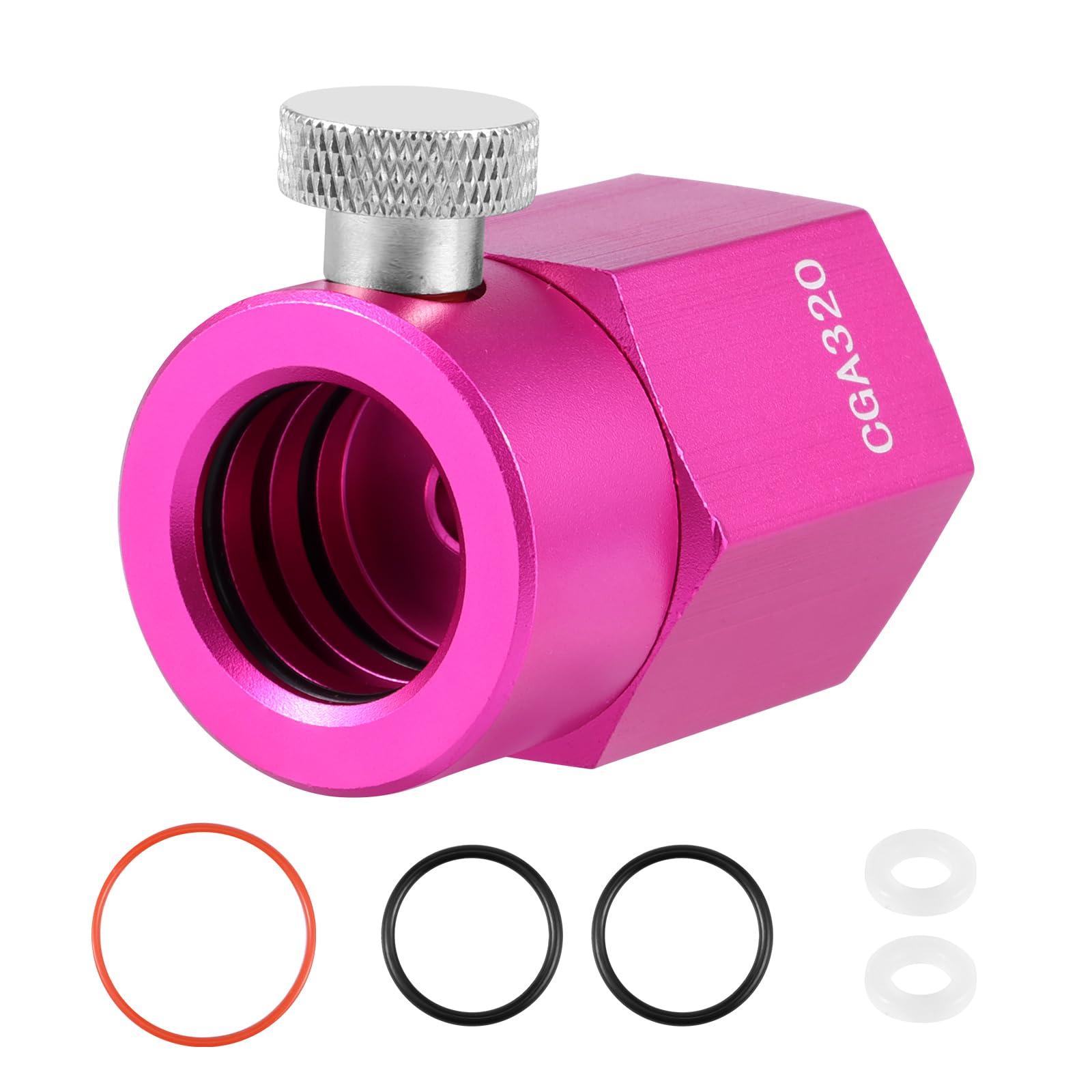 CO2 Refill Adapter Connector Aluminum Alloy CO2 Connector Replacement with 4 Sealing Rings Easy Install for Filling