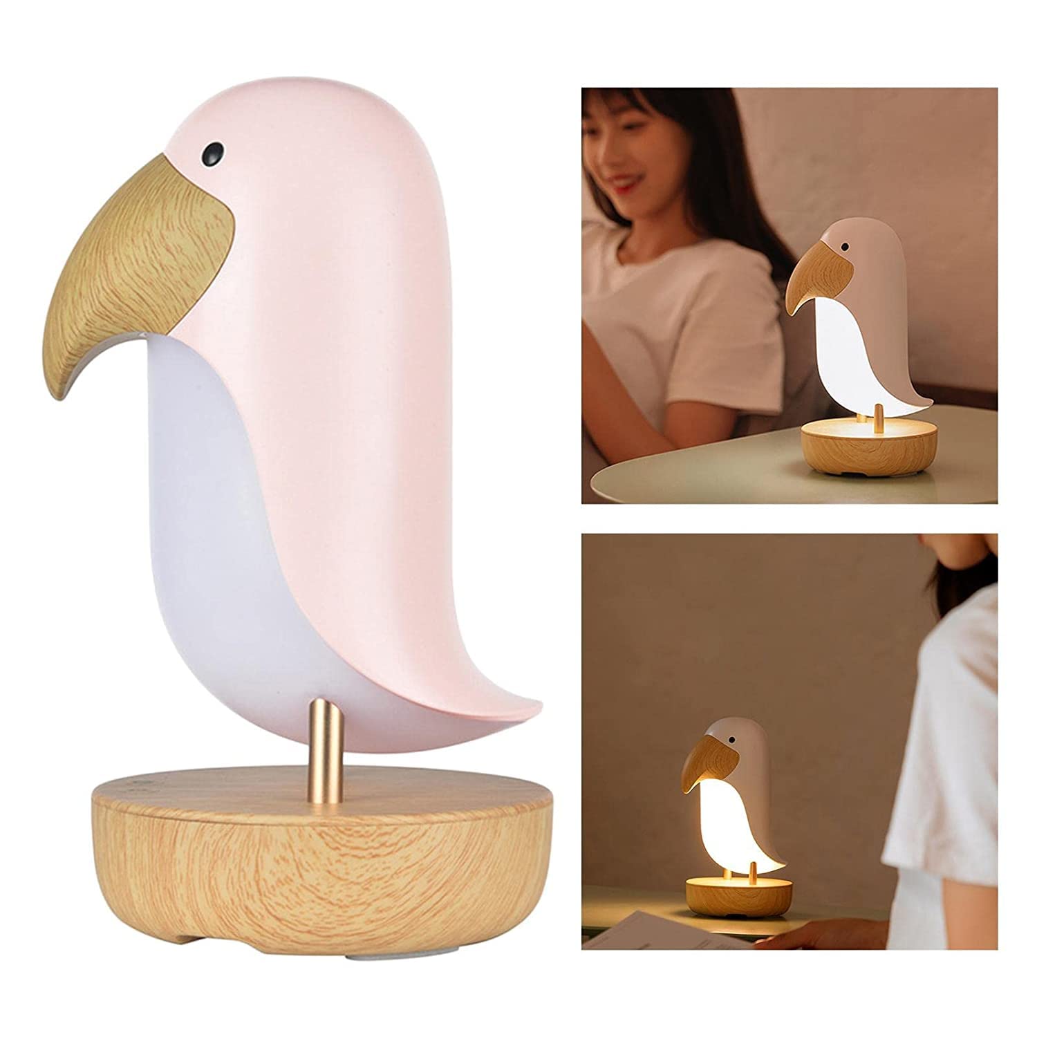 Crobat USB Birds Table Lamp, Cartoon Bird Table Lamp USB Rechargeable Dimmable Bedroom Bedside Decorative Night Light Gift for Living Room, Bedroom, Office