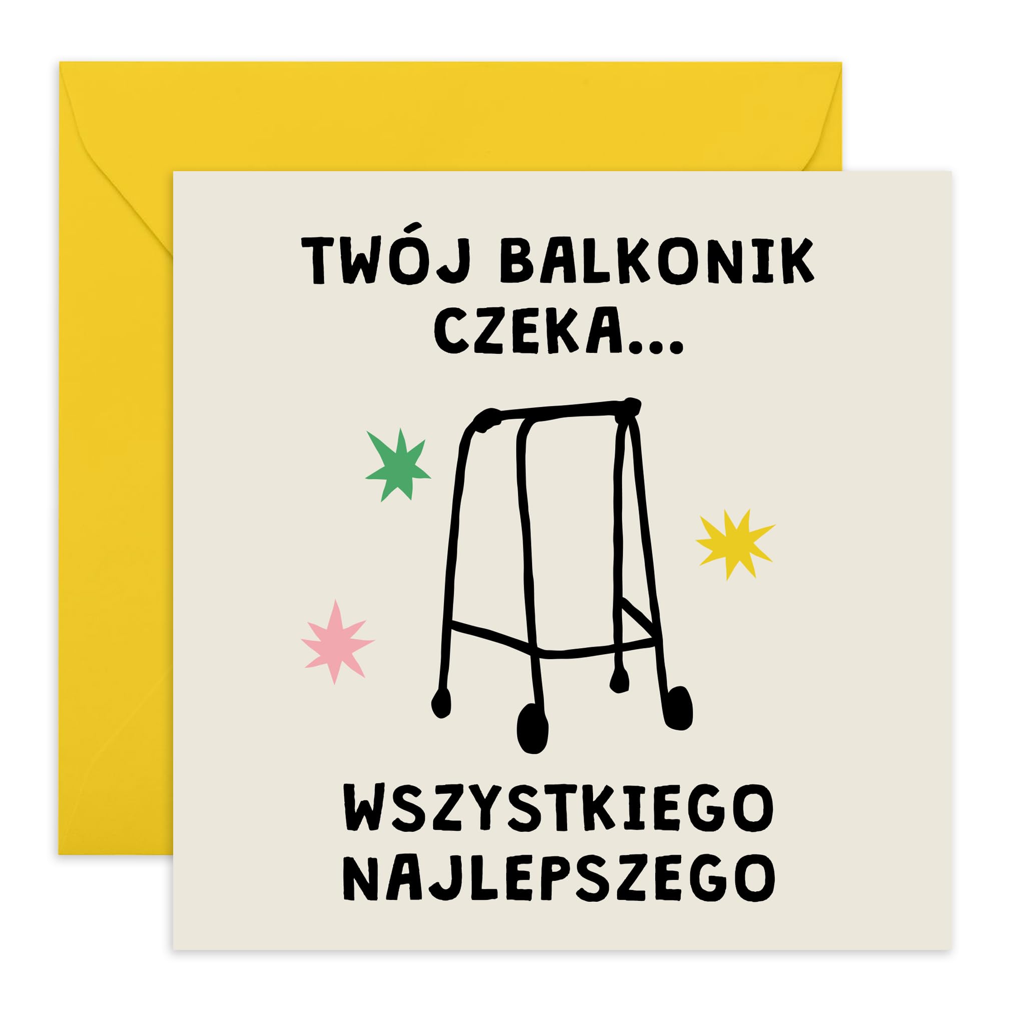 Kartka „Twój rydwan czeka” – śmieszna kartka urodzinowa dla mamy, taty, dziadka, babci, brata, siostry – dla 50-latka, 60-latka, 70-latka, 80-latka – dowcip o wieku