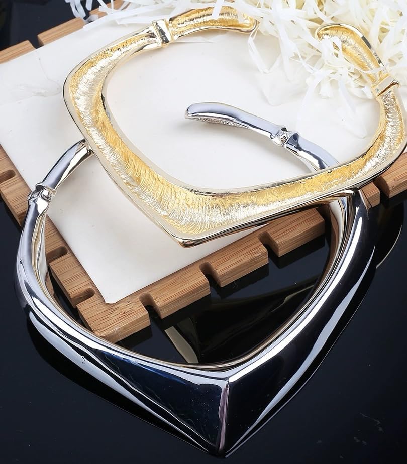Jerollin Stylish High Polished Alloy Necklace Choker Women Statement Jewelry - Image 4