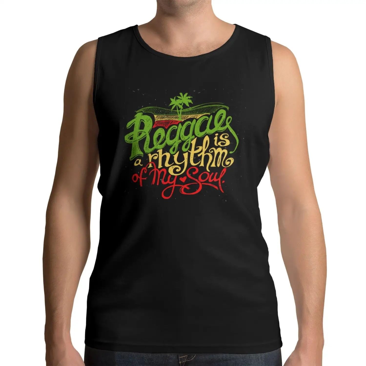 Reggae Rhythm of My Soul Men's Vest Top - Reggae Festival Rasta Tank Top XL Black