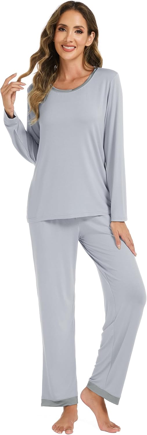 LUBOT Bamboo Viscose 2026 New Women's Pajama Sets Cooling Lightweight Soft Long Sleeve PJs Wicking Sleepwear Comfy S-XXL - Image 5