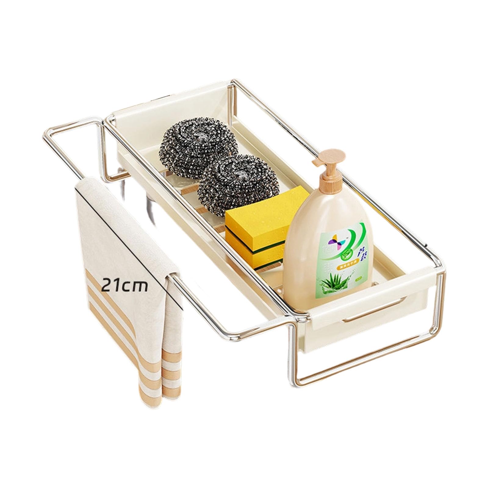 NMFLAB Stainless Steel Kitchen Sink Rack Holder for Sponge and Towel Drying Shelf with Sturdy Construction Space Saving Sink Accessory
