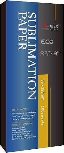 A-SUB Papel de Sublimación 3.5x9 Pulgadas para Regalos Únicos de Navidad DIY Compatible con Impresora de Inyección de Tinta que Coincide con Tinta