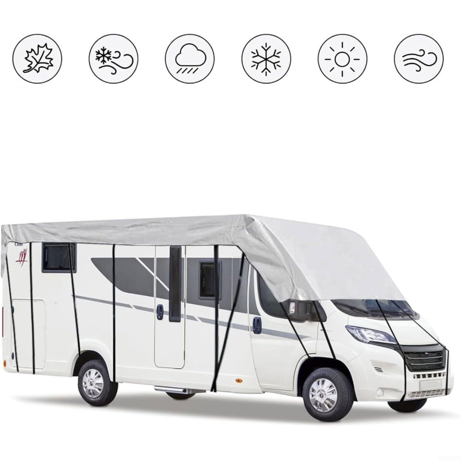Cubierta de techo para caravana de 6,5 a 8,5 m, lona Oxford 210D, impermeable, protección solar para nieve, camión, remolque (6,5 x 3 m)