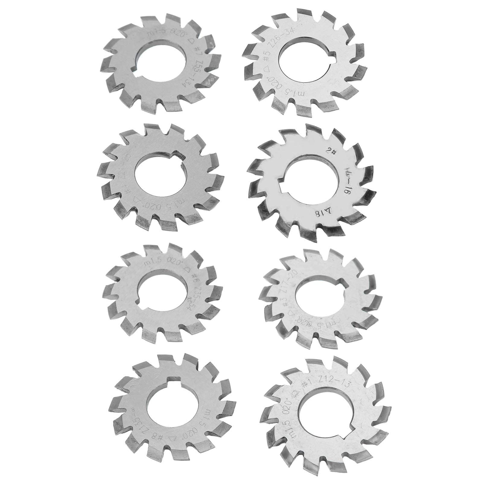 8 Pièces Coupeur D'engrenages, Coupe D'engrenages en Acier à Grande Vitesse M1.5 20 ° 5mm 6mm Industrielles Coupe-engrenage
