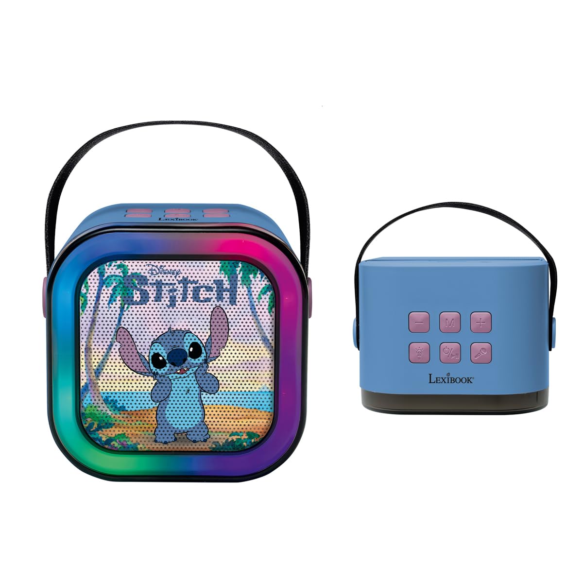 Lexibook, Disney, Karaoke con Microfono Wireless, Blu, BTC020DLXB | Altoparlante karaoke Stitch con microfono wireless, Bluetooth 5.0, USB-C, luci e design compatto