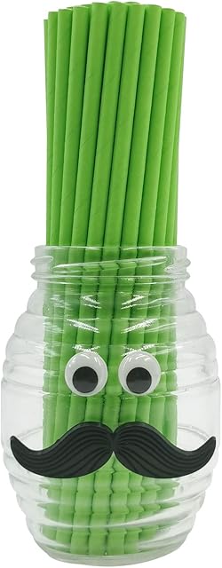 Green Paper Drinking Straws, Summer Green Paper Straws Recyclable , Disposable, Plastic-Free, 100% Biodegradable for Cocktails, Juices, 7.75 inch (100 of Box)