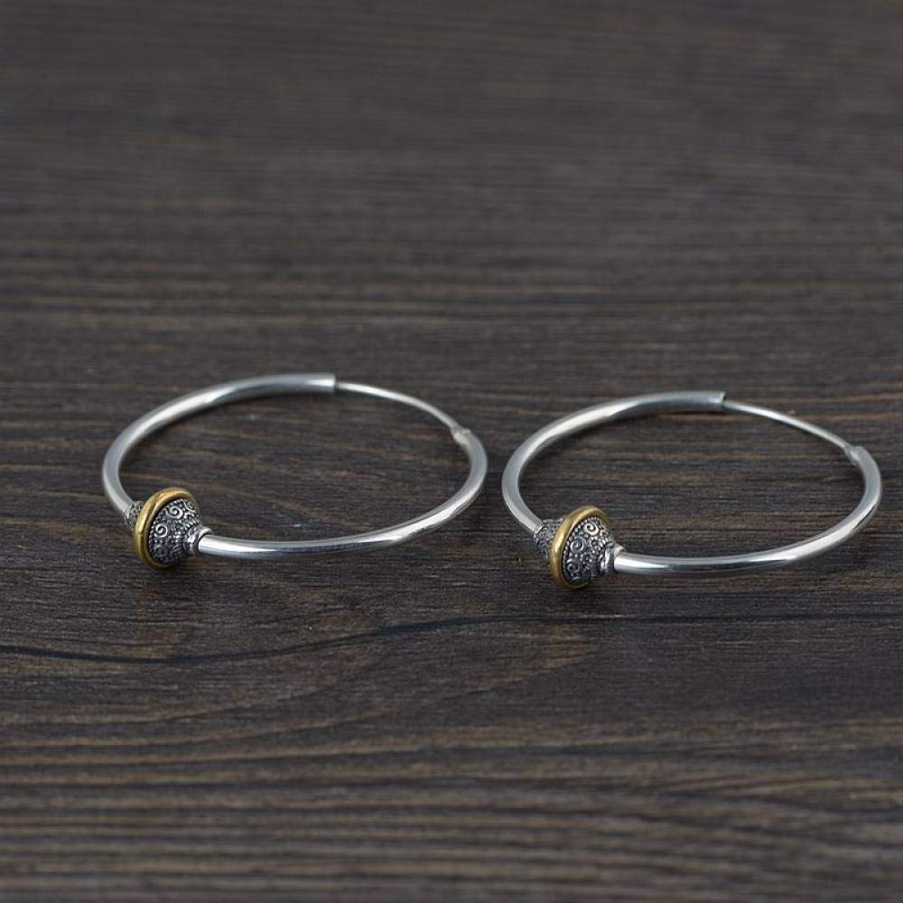 Orecchini Donna Argento 925, Grandi Orecchini Esagerati in Argento Vintage con Perline, A Cerniera Ipoallergenici Etnici Bohémien Cerchio Fine Anello Senza Fine Gioielli per Donna Uomo Raga