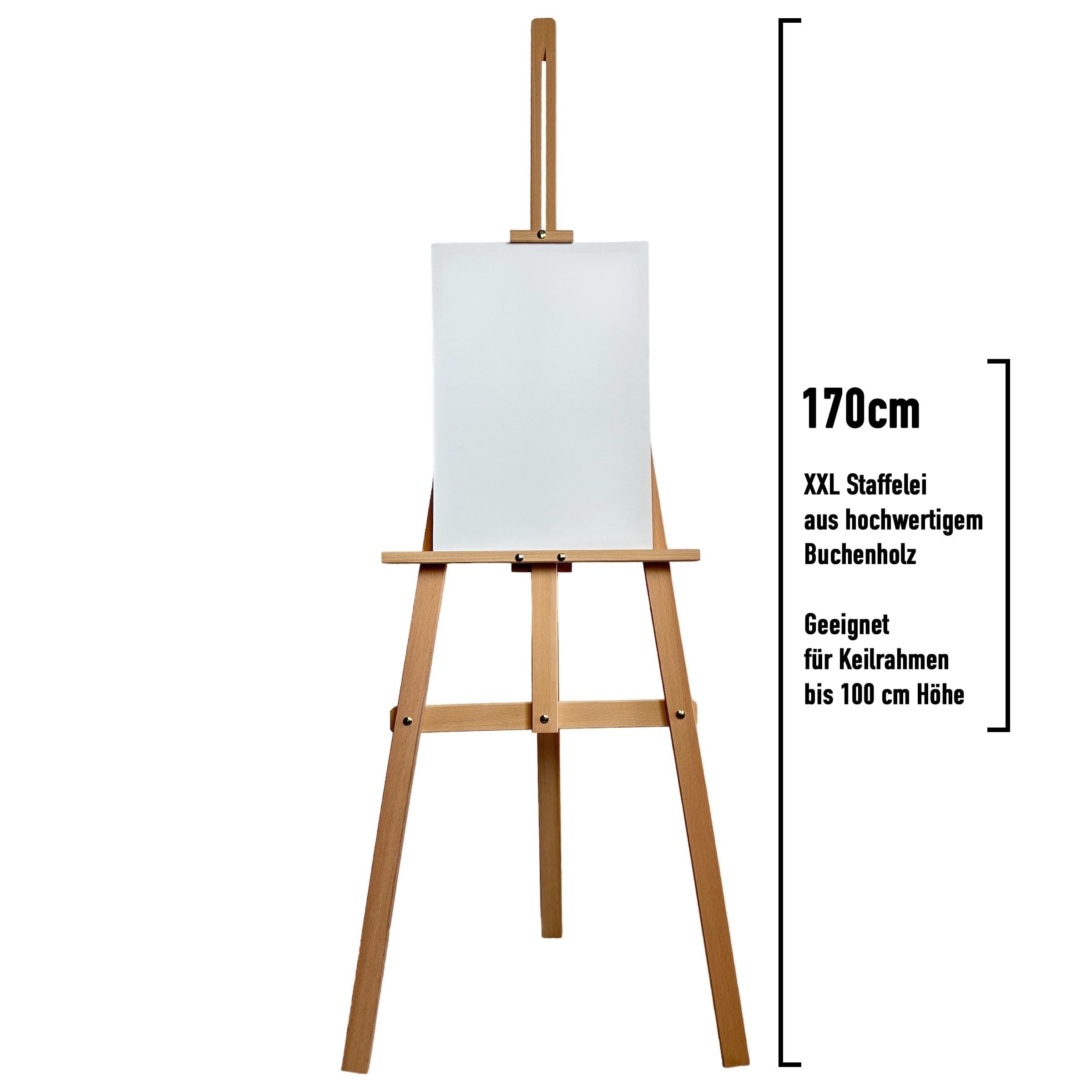 XXL Staffelei Groß 170 cm Buchenholz verstellbar für Leinwand bis 100 cm Atelier-Staffelei