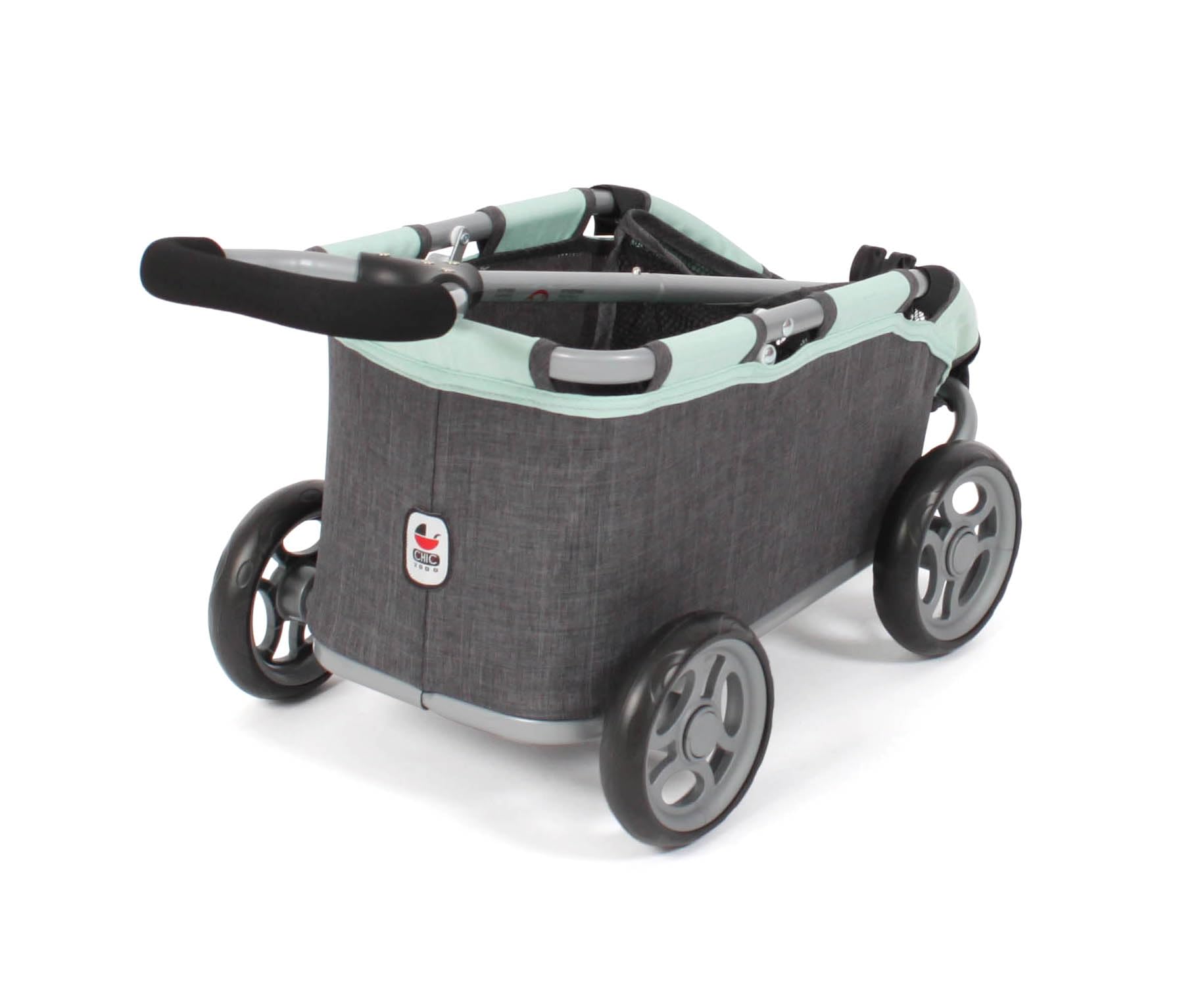Bayer Chic 2000 Chariot de Traction Skipper, Petit Chariot pour Peluches, poupées et Jouets, Gris foncé, Anthracite mélangé, Menthe, 660-67