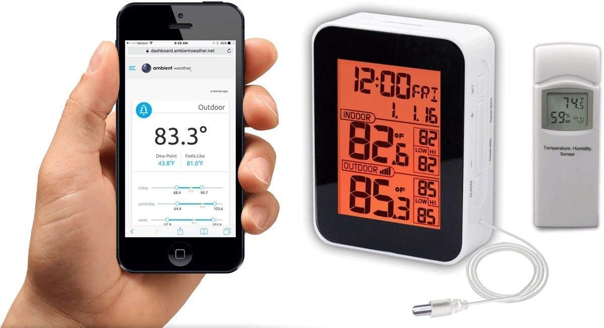 Ambient Weather WS-0265 8-Channel Wireless Internet Remote Monitoring Weather Station with Indoor Temperature and Outdoor Temperature & Humidity