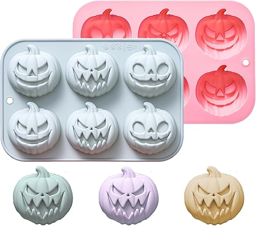 Juego de moldes de silicona para calabaza de 6 piezas, 3 formas diferentes, seguro para alimentos, flexible, antiadherente para chocolate, hielo,