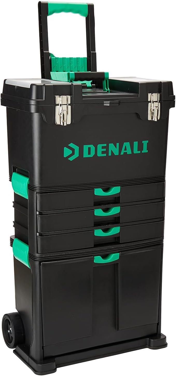 Amazon Brand - Denali Wheeled Work Center and Tool Box, Black, 46.4 x 28.6 x 82 cm
