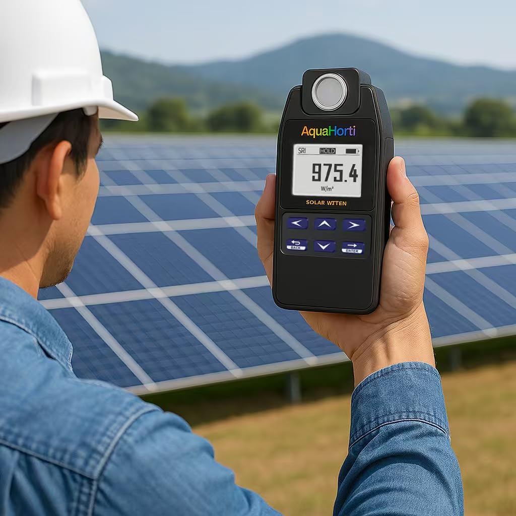 AH-SOL Medidor de Potencia Solar – Medidor Digital de Alta Precisión para Irradiancia Solar, Instalación de Paneles Solares, Medición de Intensidad Solar, Investigaciones y Más