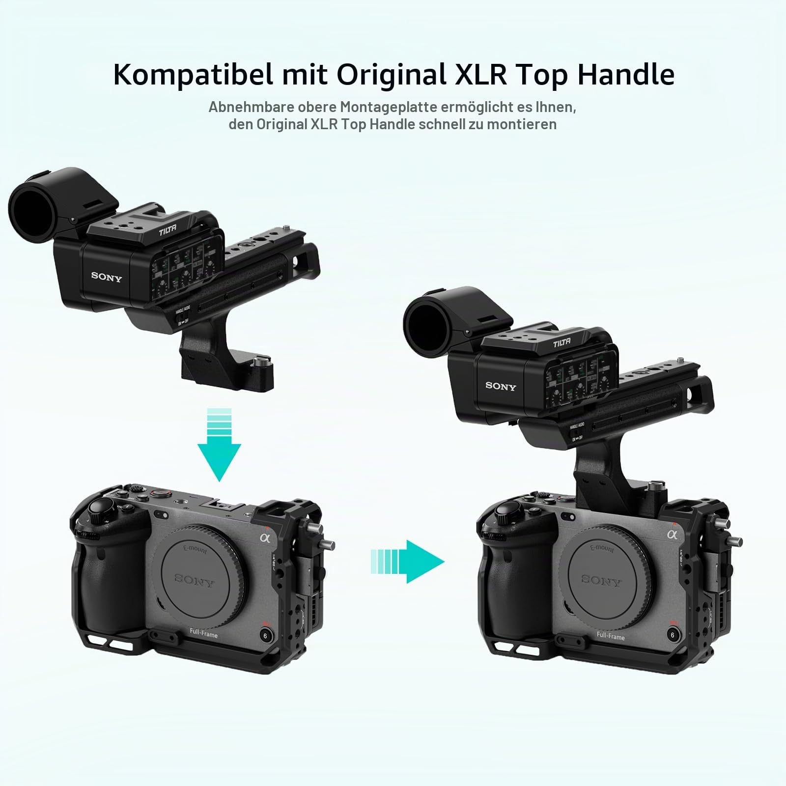 Tilta FX30 FX3 Cage, Voller Kamerakäfig kompatibel mit Sony FX30 FX3, mit HDMI-Kabelklemme, Schnellwechselplatte, NATO-Schiene 1/4"-20 3/8"-16 Gewinde mit Positionierungsstiften - Schwarz TA-T16-FCC-B
