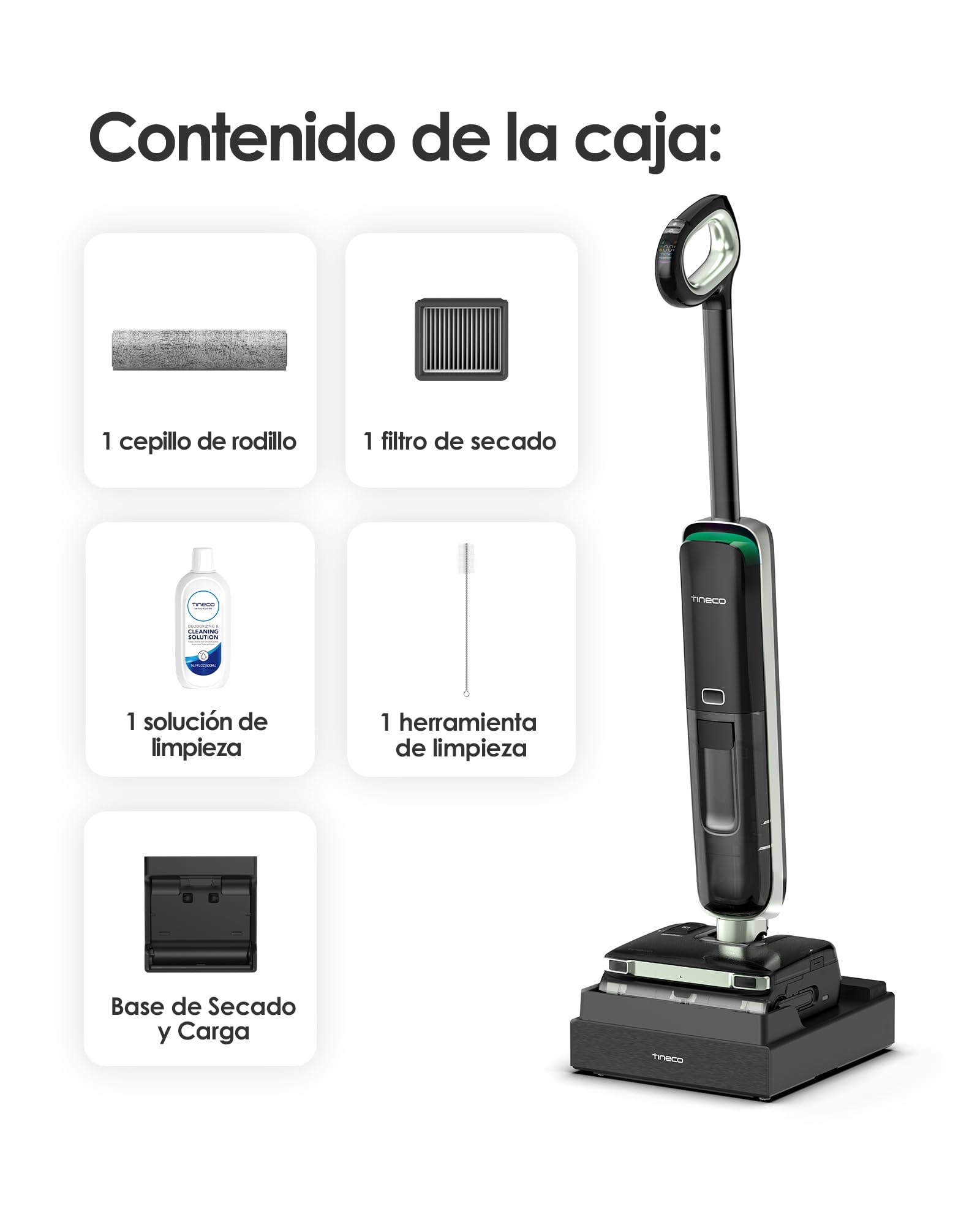 Tineco Floor One S7 Master, Aspiradora-Fregona Inteligente en Seco y Húmedo | StreakFree, Succión de 25000Pa, Sistema de Autolimpieza FlashDry, Luz Verde DustReveal de 150°