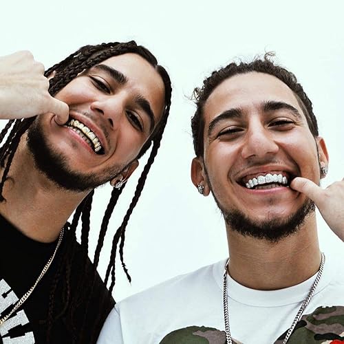 Miniatura 6 de TOPGRILLZ Dentadura Grill de diamantes, barras moldeadoras unisex de vampiro chapadas de oro de 18 qts todas cubiertas de circonitas arriba y abajo,