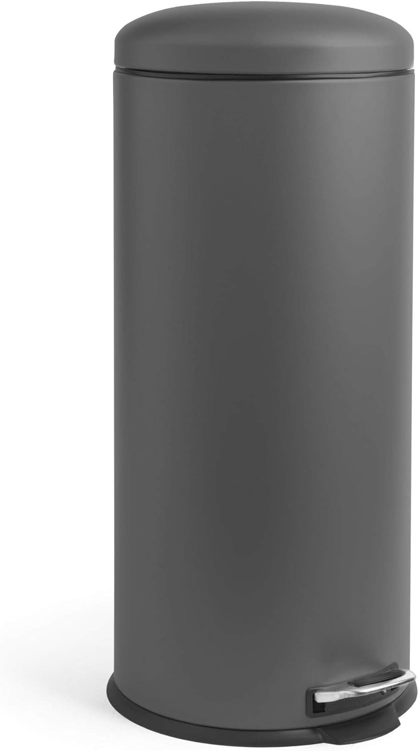 VonHaus 30L Kitchen Pedal Bin Matte Grey with Removable Plastic Inner