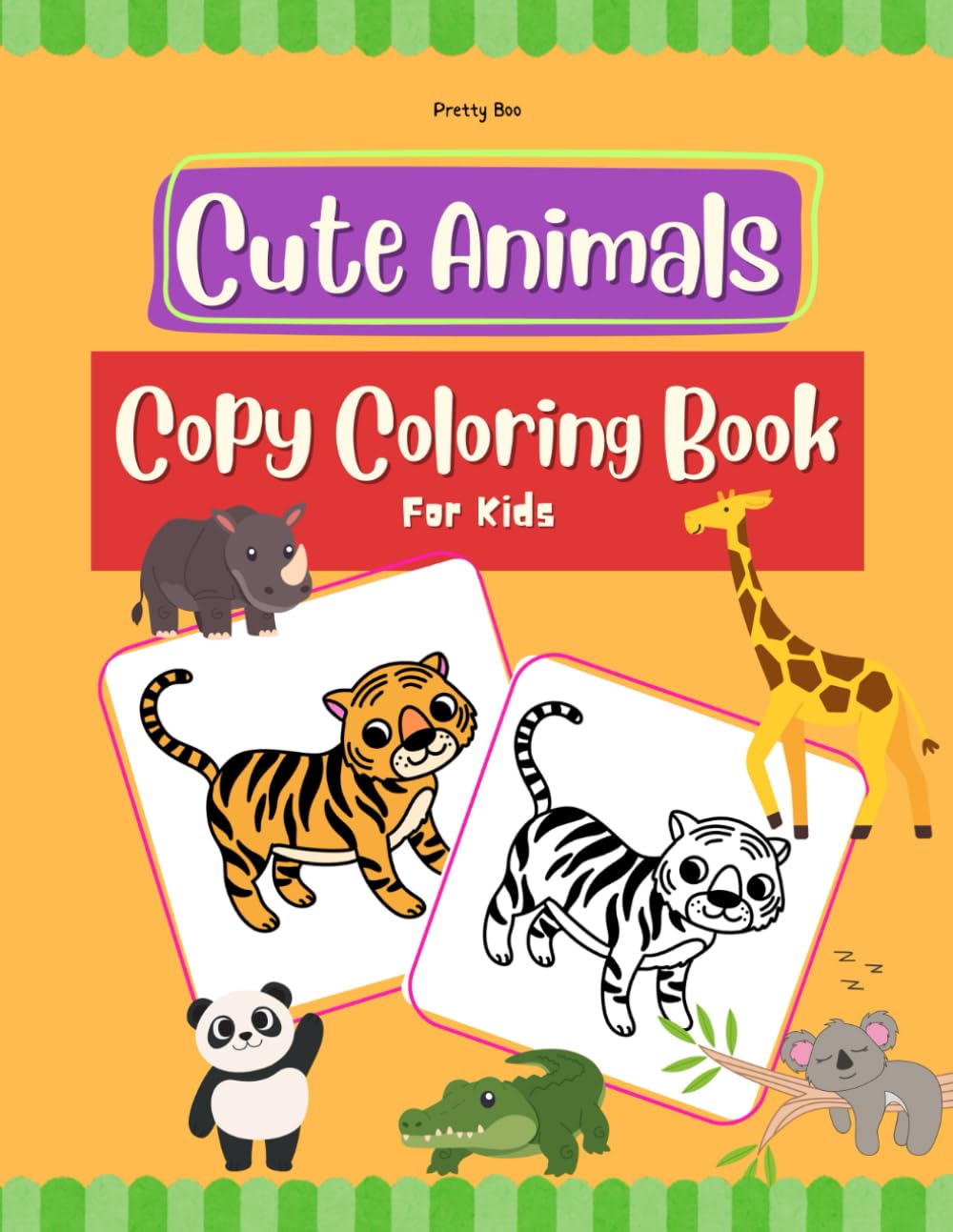 Cute Animals Copy Coloring Book for Kids