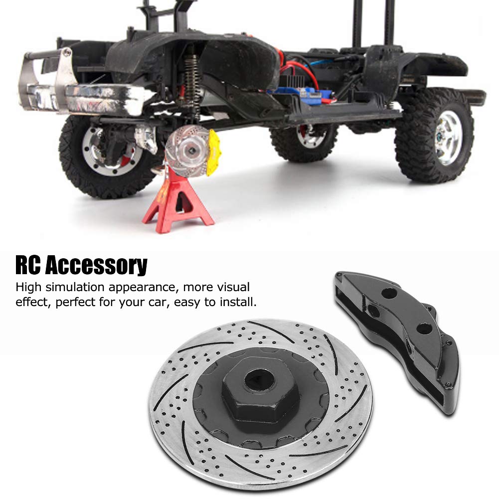Culnflun RC Brake Disc, 40mm 4Pcs High Simulation Metal Brake Disc Calipers, for 4 6 1/10 RC Series Car (Black)