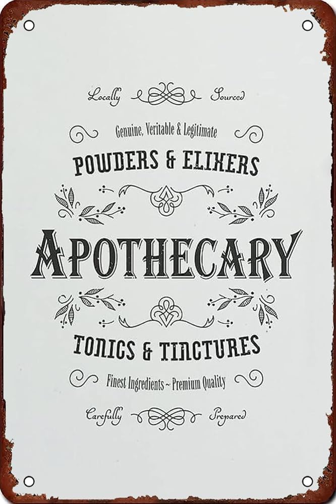 Kwqdozf As Pic Apothecary Bathroom Vintage Metal Aluminum Tin Sign Door Signs Exterior 12"