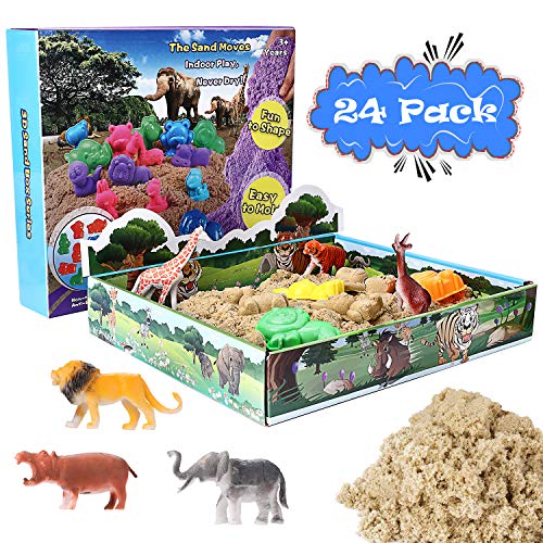 Weeygo Sabbia Magica , Cinetica Playset Sabbia - 3D Magica Sabbia Scatola - 10 Pezzi Sabbia Stampi 8 Pezzi Giocattoli Animali per Bambini