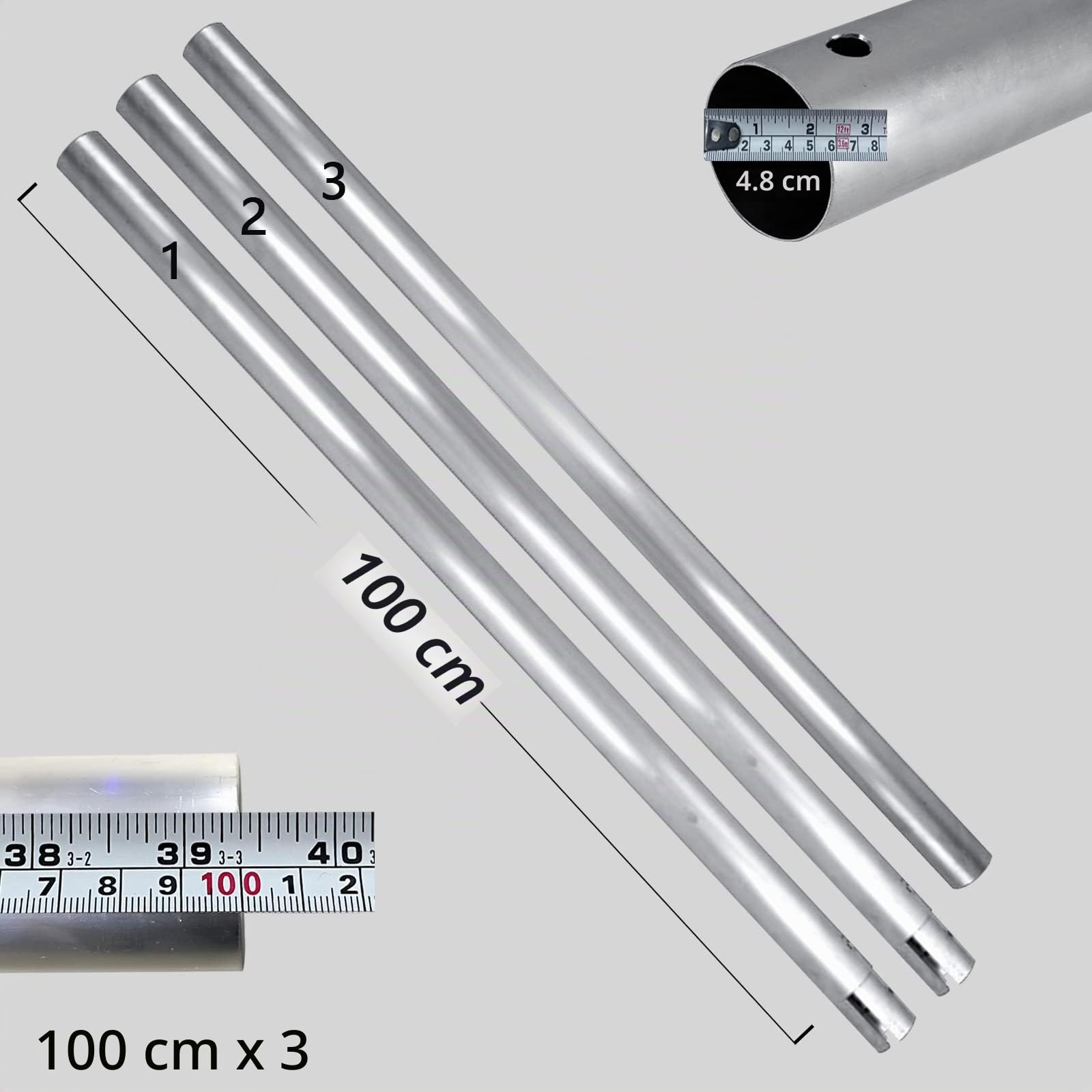 Barra Transversal de Tubo de Metal Inoxidable de 3 m para Sistema de Montaje en Pared de telón de Fondo de Estudio, Poste de Soporte