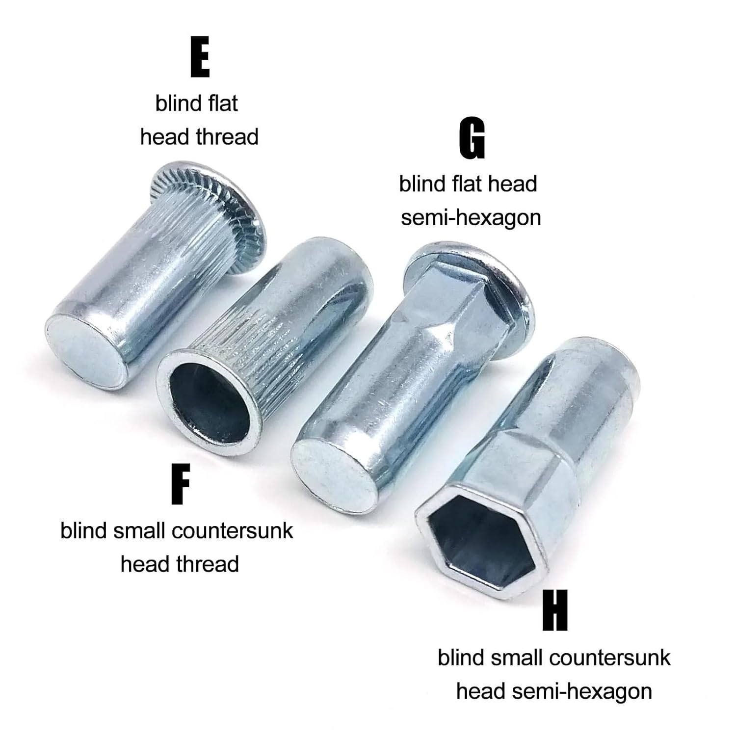 M10 Rivet Nut Thread Flat Head Small Countersunk Hexagon Steel 10/20/30Pcs(Type B,10pcs M10)