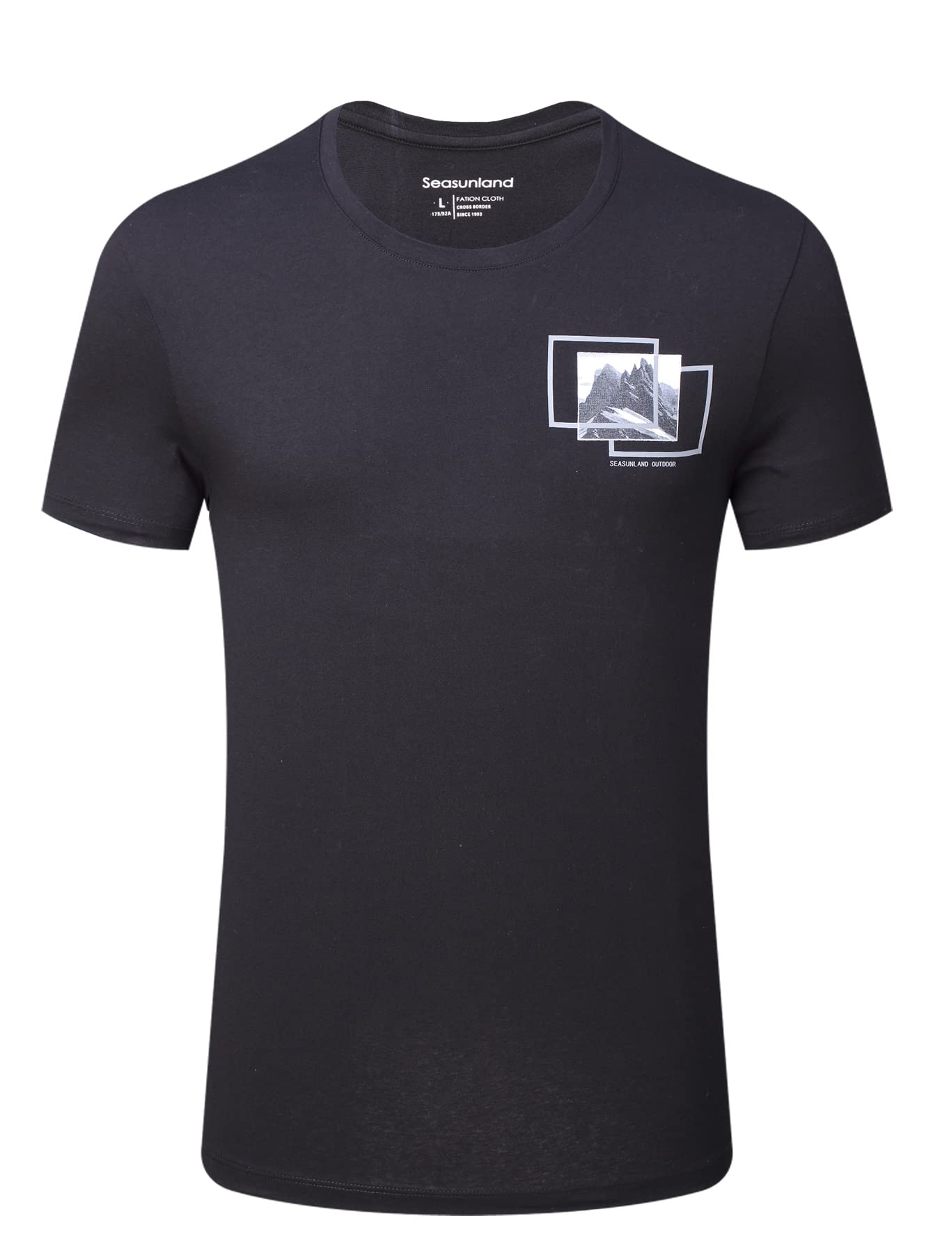 ZingVic Mens Short Sleeve T-Shirts, Crew Neck Letter Graphic Slim Fit Stretch Casual Tee Black