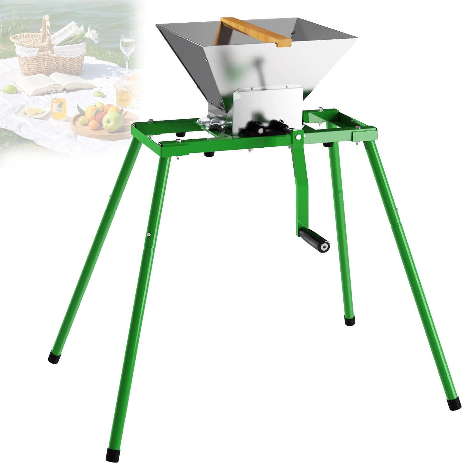Exprimidor manual para sidra con mango de rodillo fácil y soporte estable