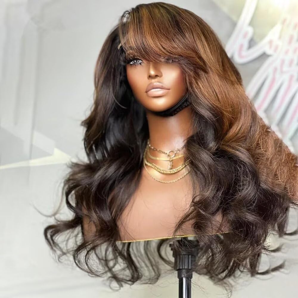 Amazon.com : Chestnut Brown Ombre Highlight Body Wave Human  display picture 1