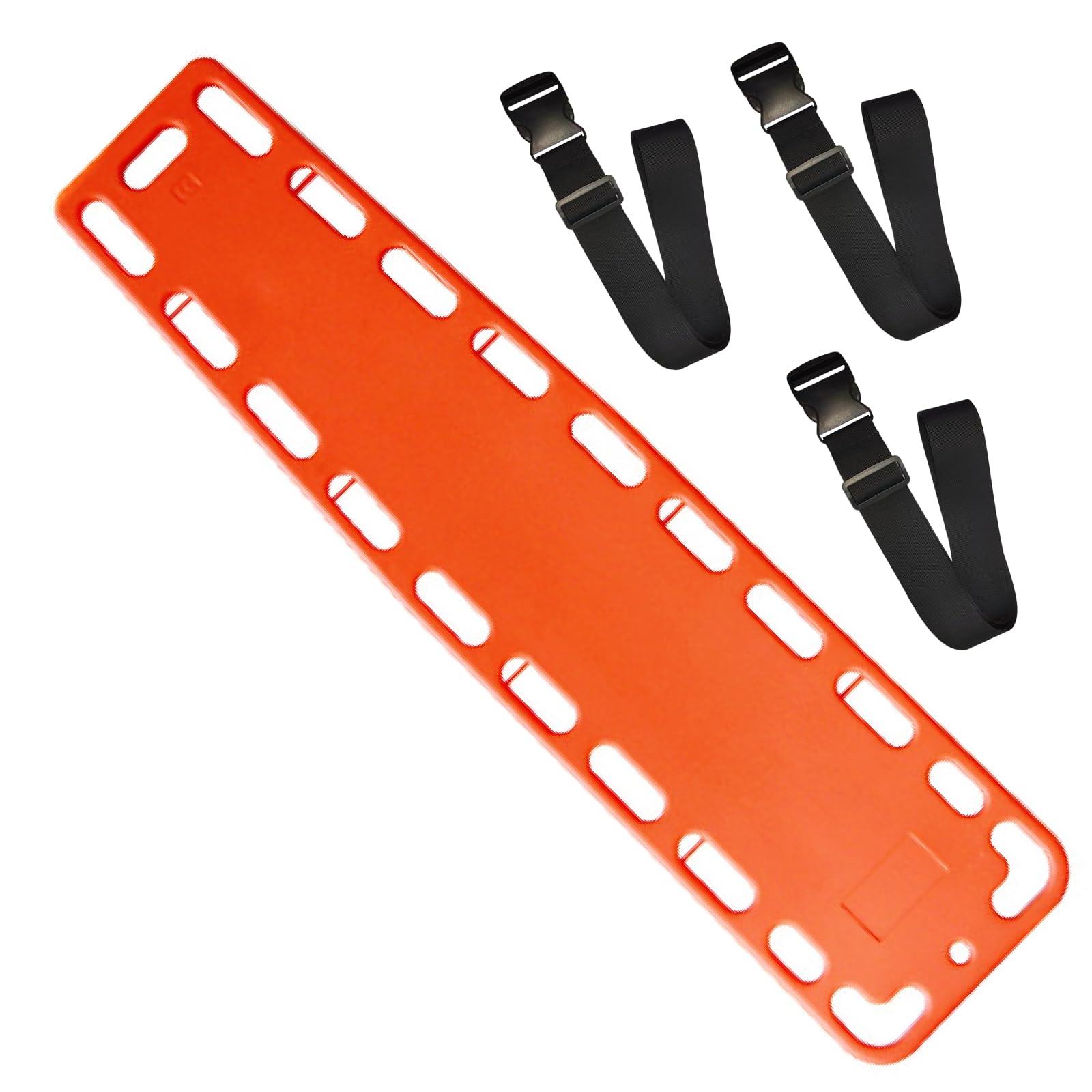 Spineboard-Trage mit Gurten für Patienten - Tragbare Patiententrage zur Immobilisierung, Rettungstransport, leichte PE-Kunststofftrage (Orange)