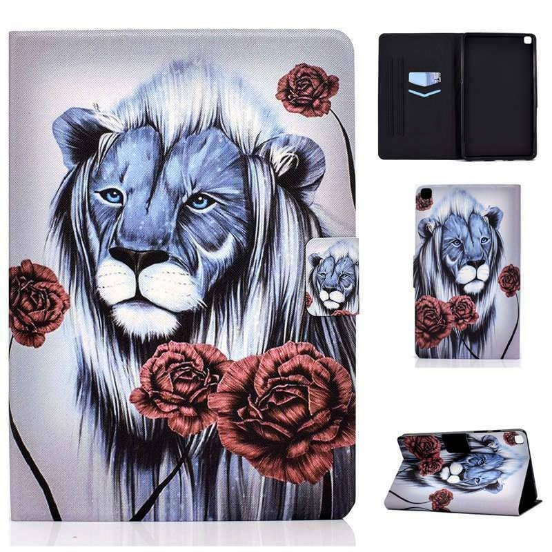 Housse de tablette Galaxy Tab S8 lion rose pour le bureau et voyage