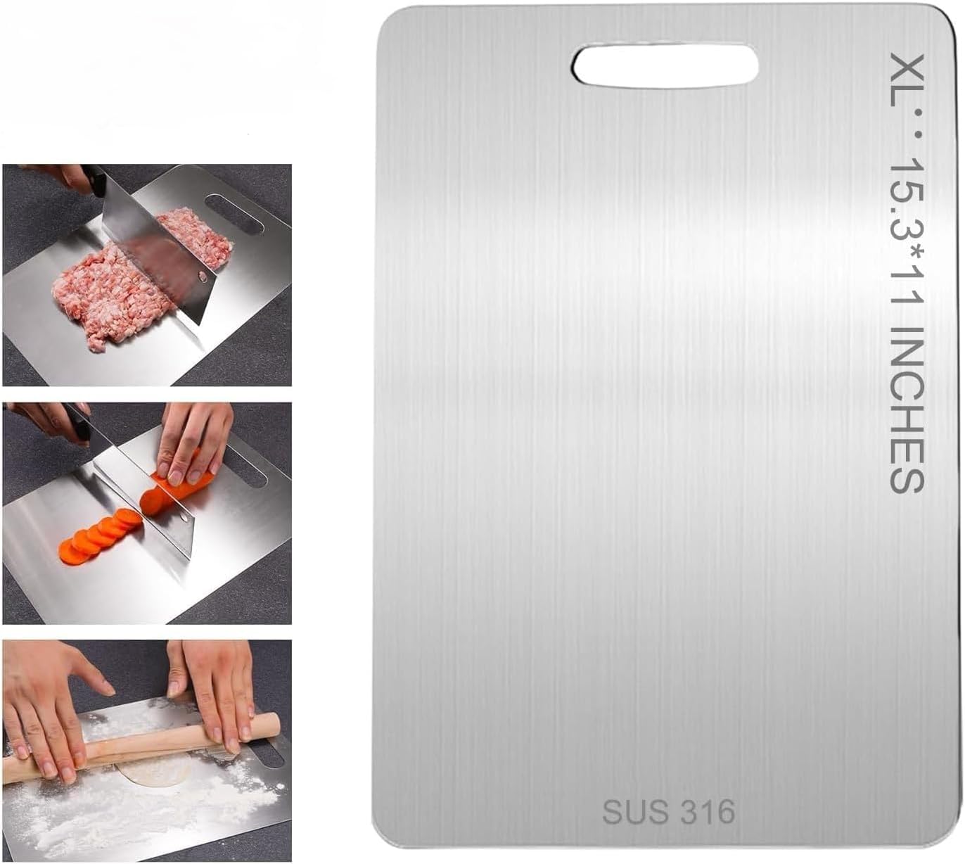 Premium SUS 316 Titanium Cutting Board,100% Pure Titanium Cutting Boards for Kitchen Thickened Dishwasher Safe Perfect for a Variety of Cooking Tasks Cutting Board for Meat Vegetables Fruits XL