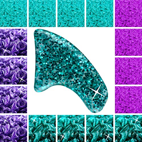 zetpo 80 pcs Cat Claw Covers | Cat Nail Caps | with Adhesives and Applicators (XS, Turquoise, Purple, Turquoise Glitter, Violet Glitter)