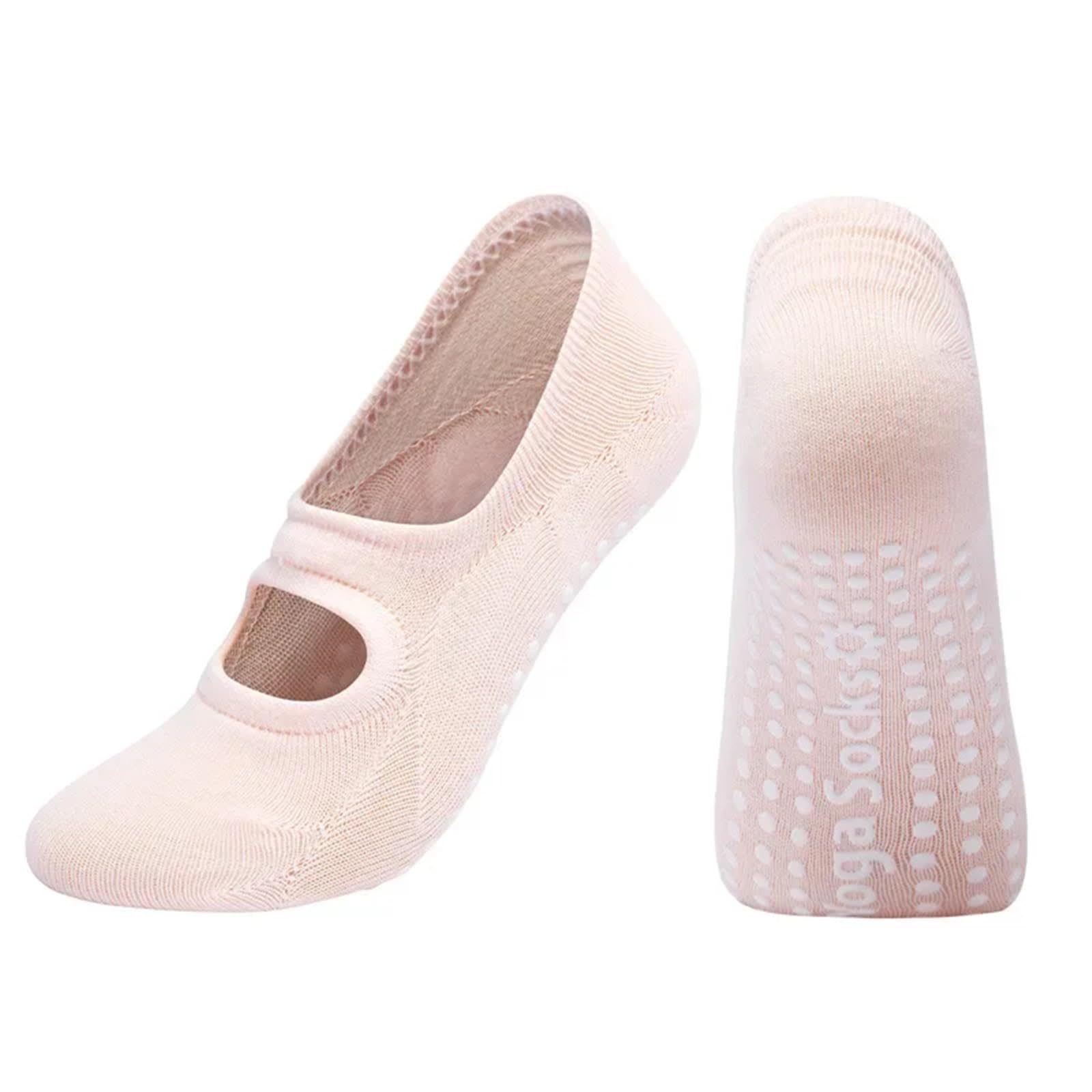 Silikon Rutschfeste Yoga-Socken For Damen, Große Größe, Rückenfrei, Atmungsaktiv, Sport-Socken, Einfarbig, Baumwolle, Unsichtbare Boden-Pilates-Socken Ideal für Yoga, Pilates, Sport und Tanz(Pink)