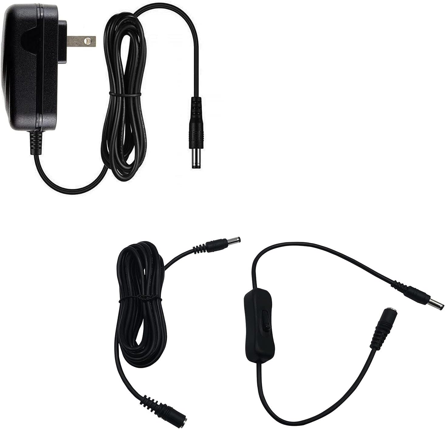 12V Power Supply Adaptor Compatible with Harley Benton StompControl-4 ISO Isolated Pedal Power Supply - US Plug - with Extension and Inline Switch