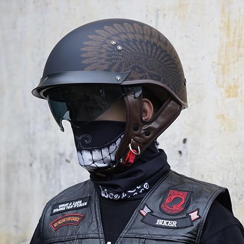 Miniatura 3 de VCOROS - Casco corto para motocicleta con visera, hebilla de liberación rápida, aprobada por la DOT, para hombres y mujeres, Negro, XXL