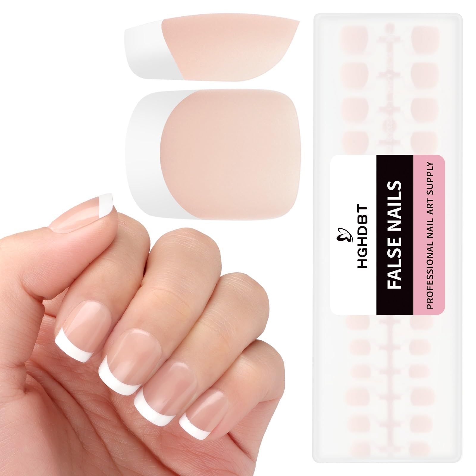 French Gel Nail Tips - 240PCS French Tip Press on Nails Brown Extra Short Square MULTI-COAT Tips Premade Tip Primer & Base Coat, No Need to File Fake Nails for Nail Art DIY