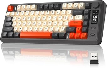 ZIYOU LANG M75 Wireless Gaming Keyboard, RGB Backlit Rechargeable 2000mAh Battery, Small Membrane But Mechanical Feel Keyboard with Smart Display & Knob, PBT Gradient keycaps for PC, MAC - Shimmer